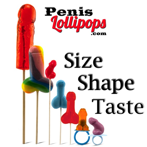 Line up of penis lollipops